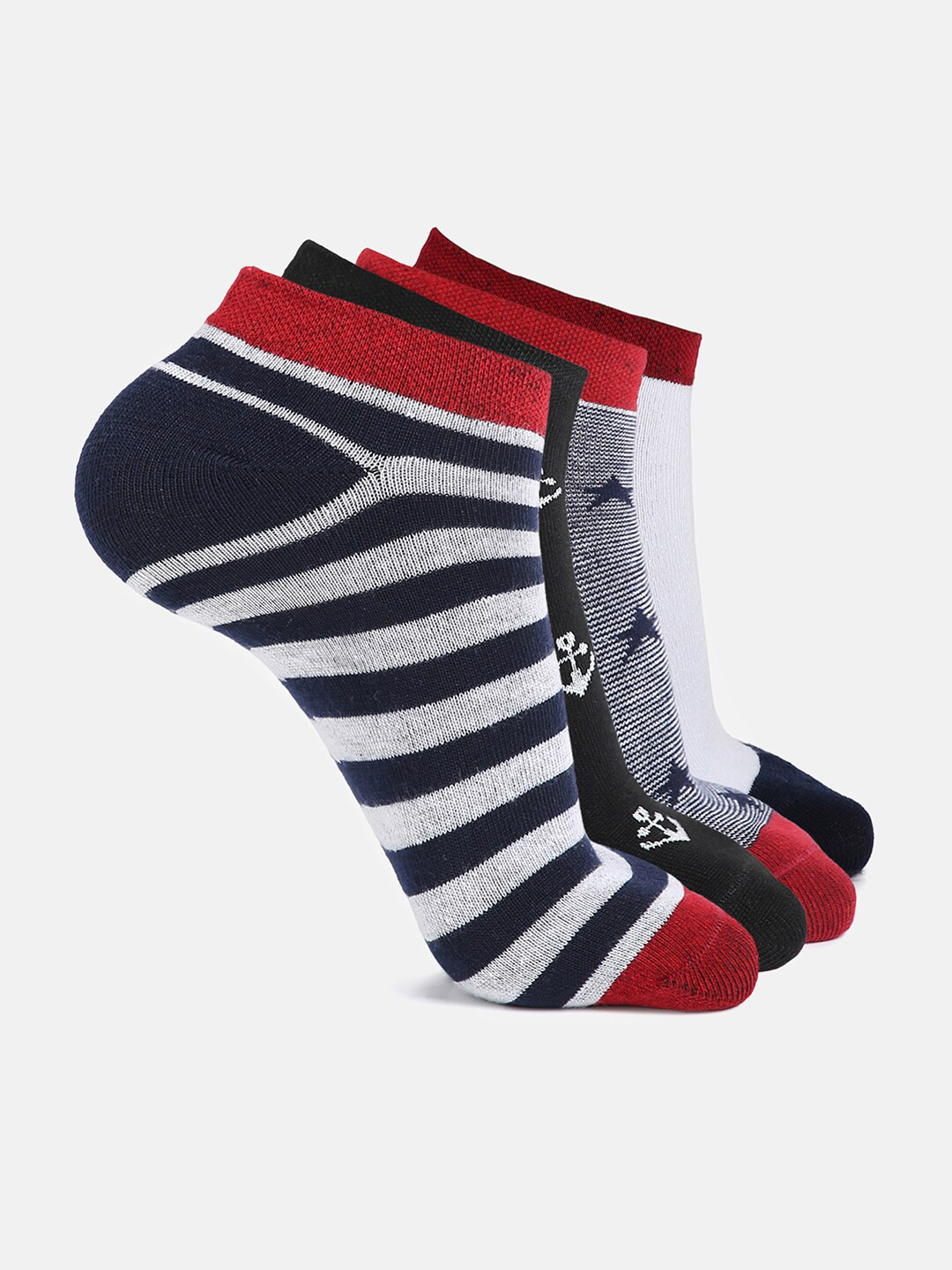 Kolor Fusion Men Pack Of 4 Multi-Colored Ankle-Length Socks