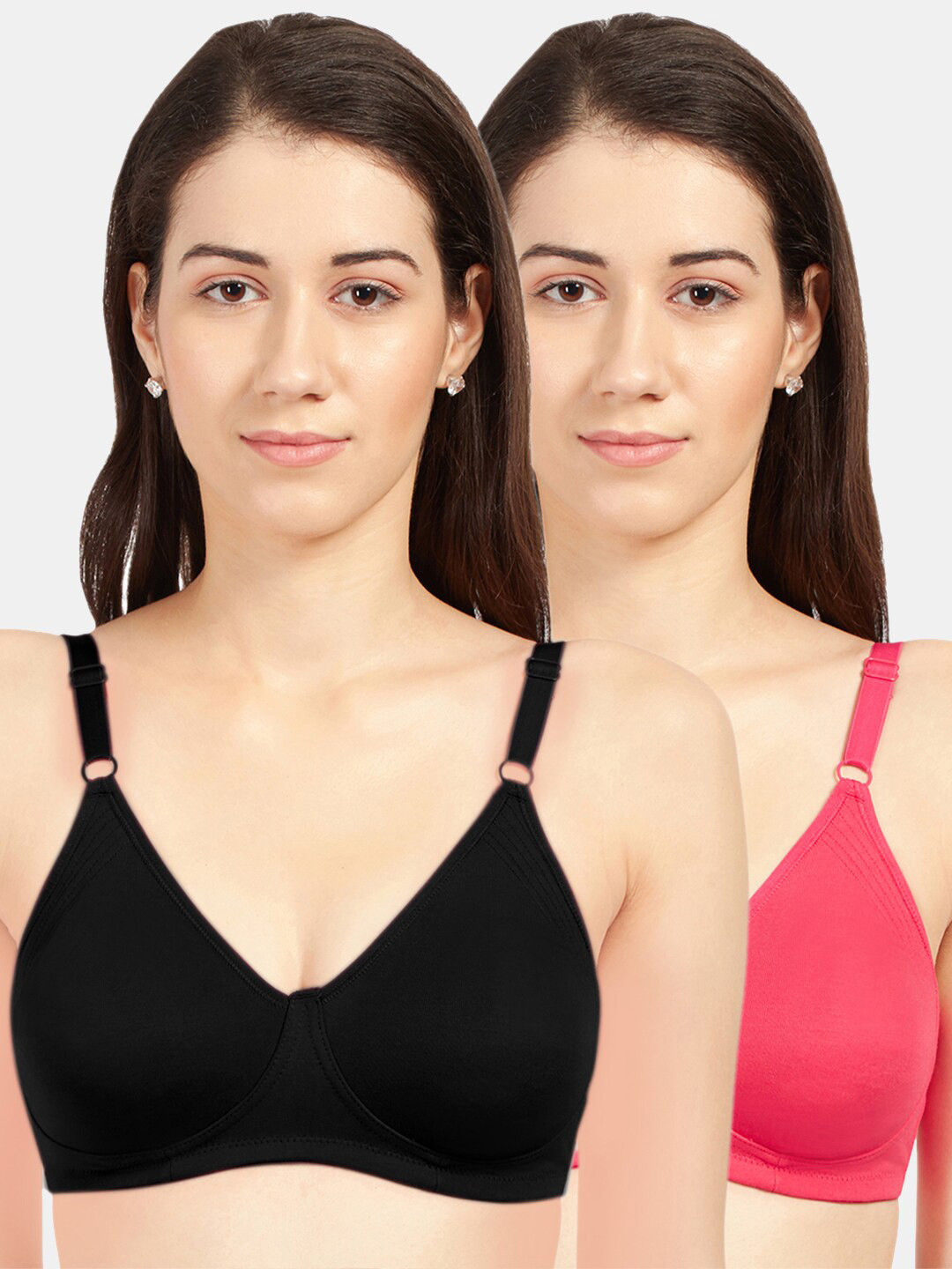 Sonari Pack Of 2 Black & Pink T-shirt Bra