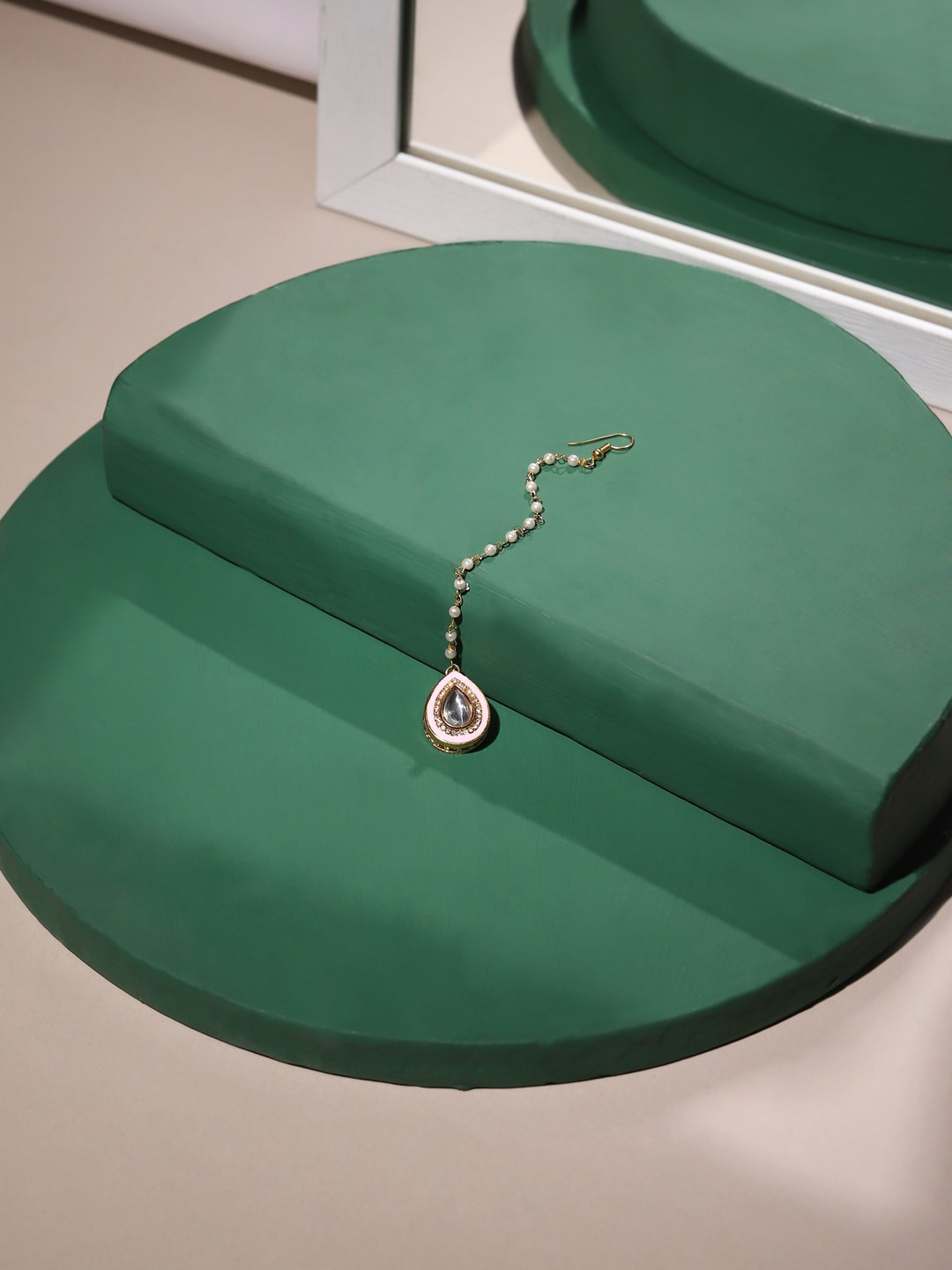 Ruby Raang Gold Plated Pink Kundan Studded Maang tikka