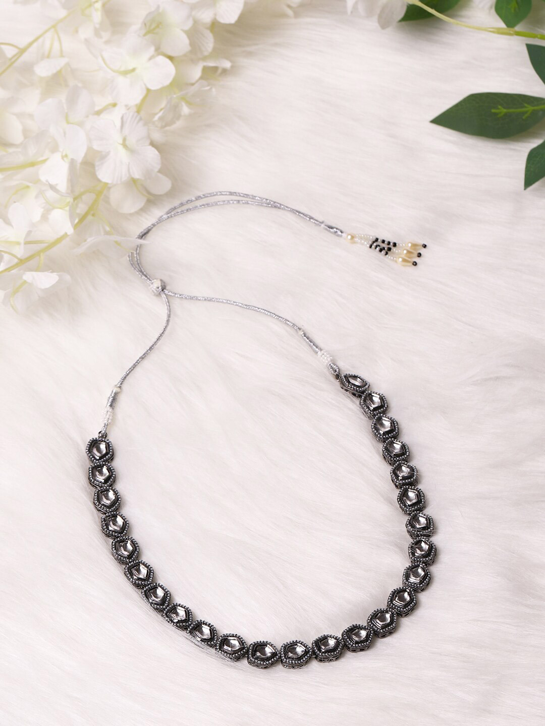 Ruby Raang Black Brass Rhodium-Plated Necklace
