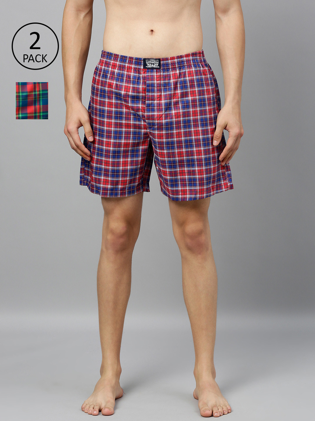 Levis Men Pack of 2 Pure Cotton Checked Boxers
