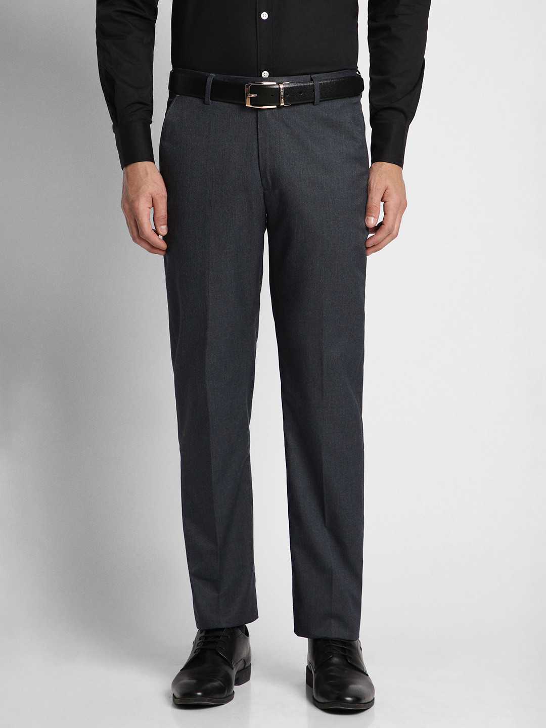 Peter England Men Navy Blue Slim Fit Formal Trousers