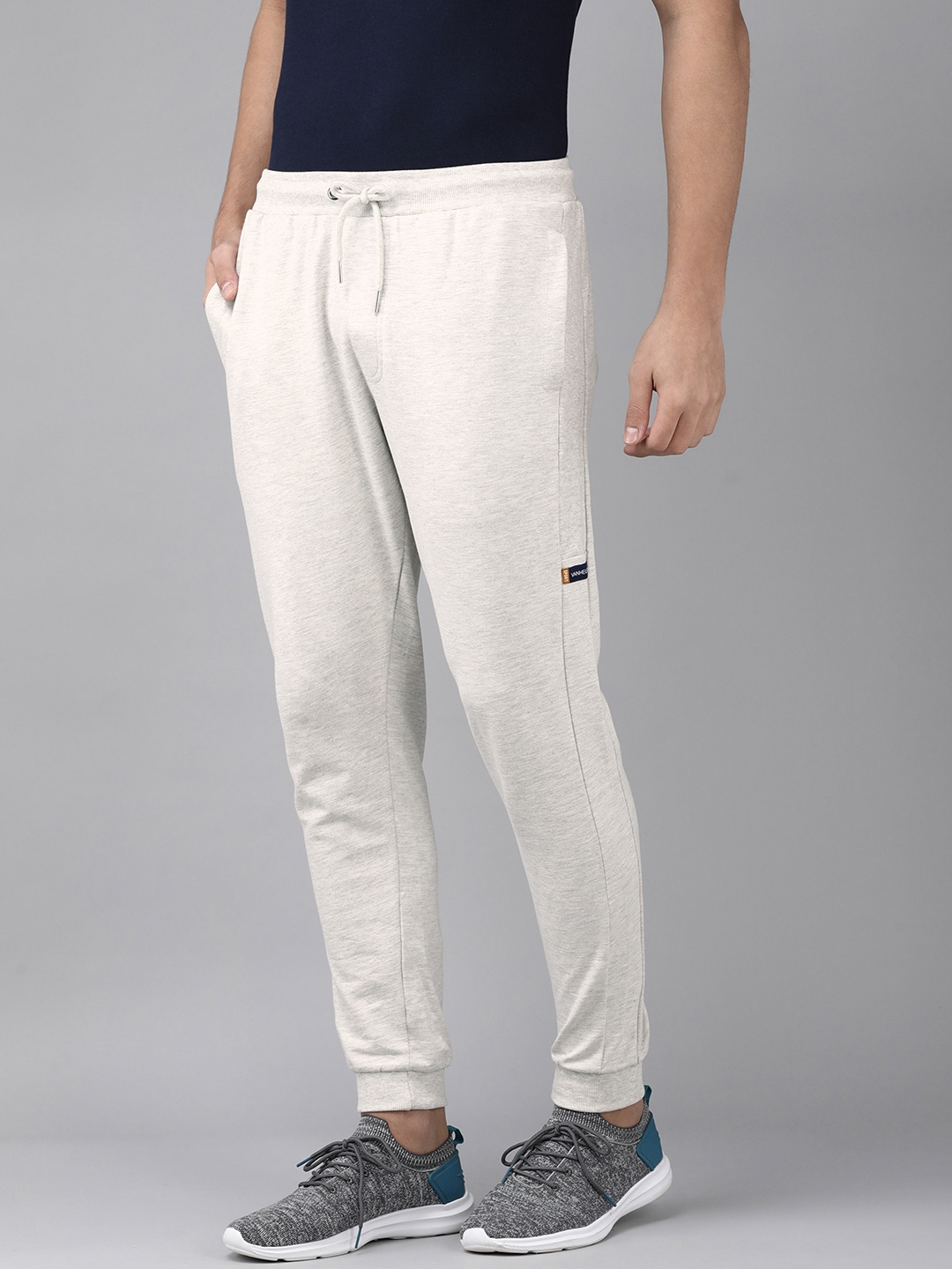Buy Van Heusen Sport Men Grey Melange Solid Joggers Track