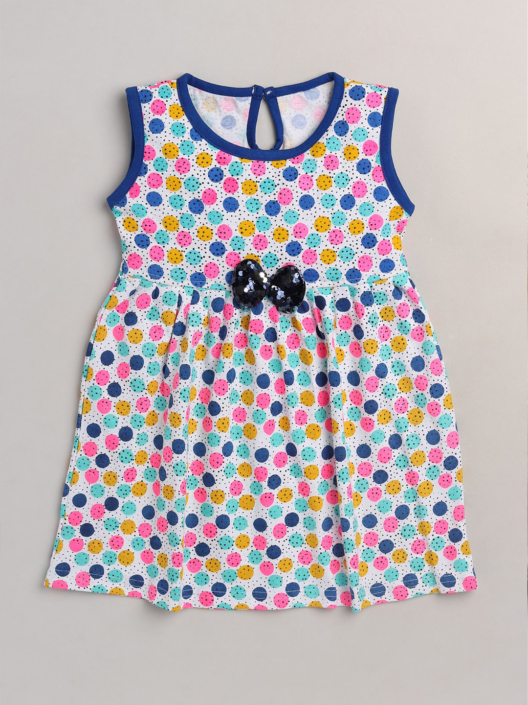 Toonyport Girls White & Blue Floral Printed A-Line Dress