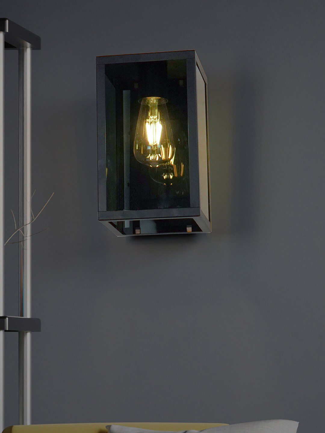 Fos Lighting Contemporary Cuboid Black Glass Wall Light