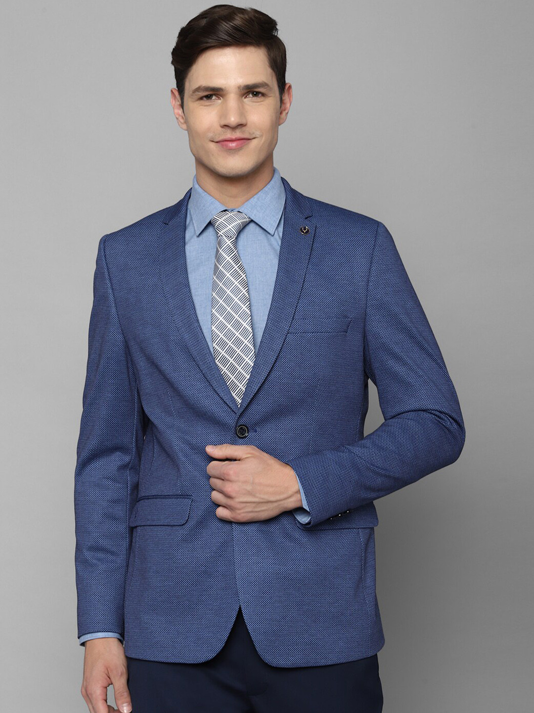 Allen Solly Men Blue Printed Blazers