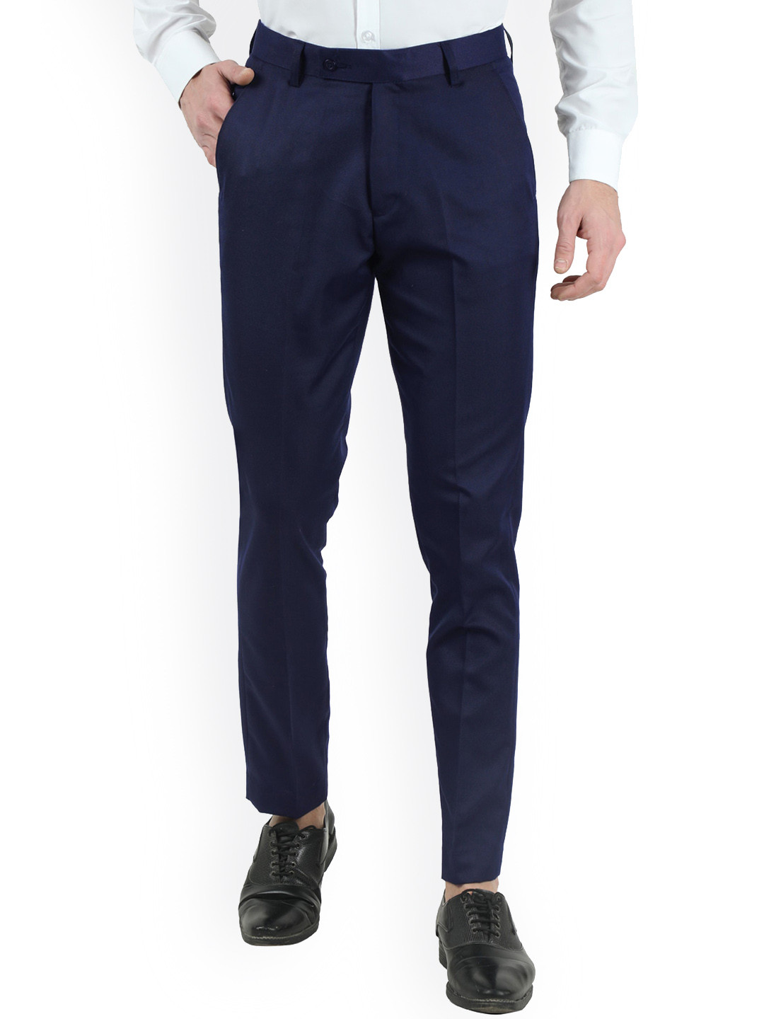 VEI SASTRE Men Navy Blue Smart Slim Fit Trousers