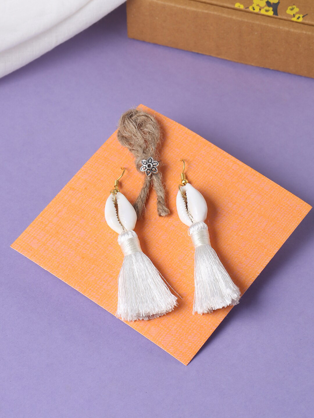 RDK White Oval Drop Earrings