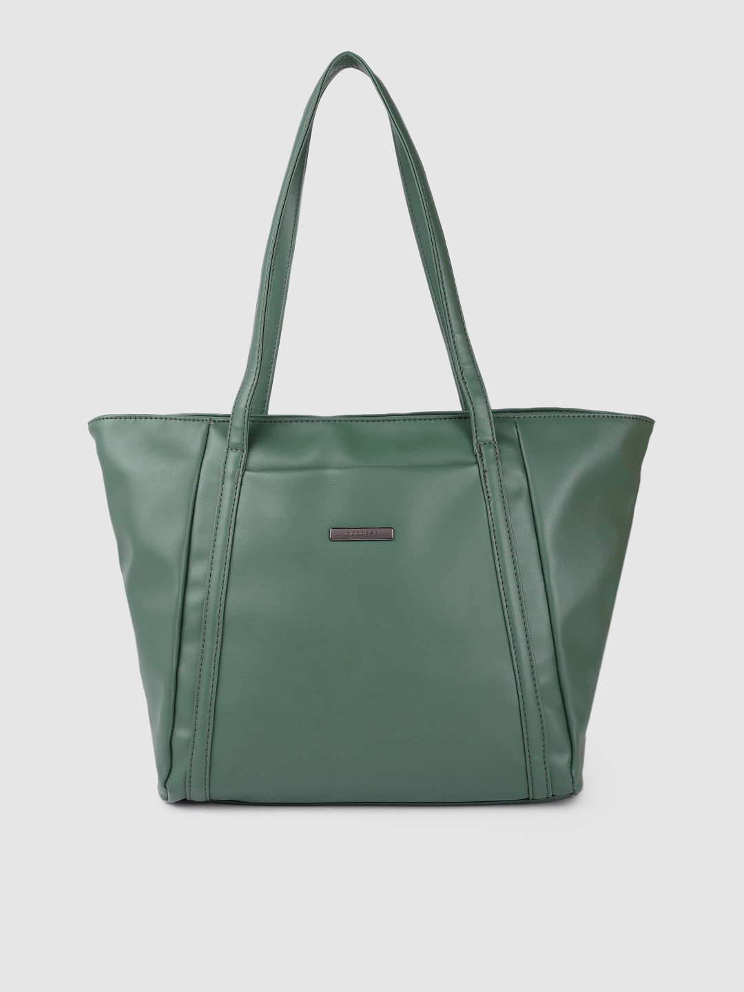 Caprese Teal Green Solid Structured Shoulder Bag