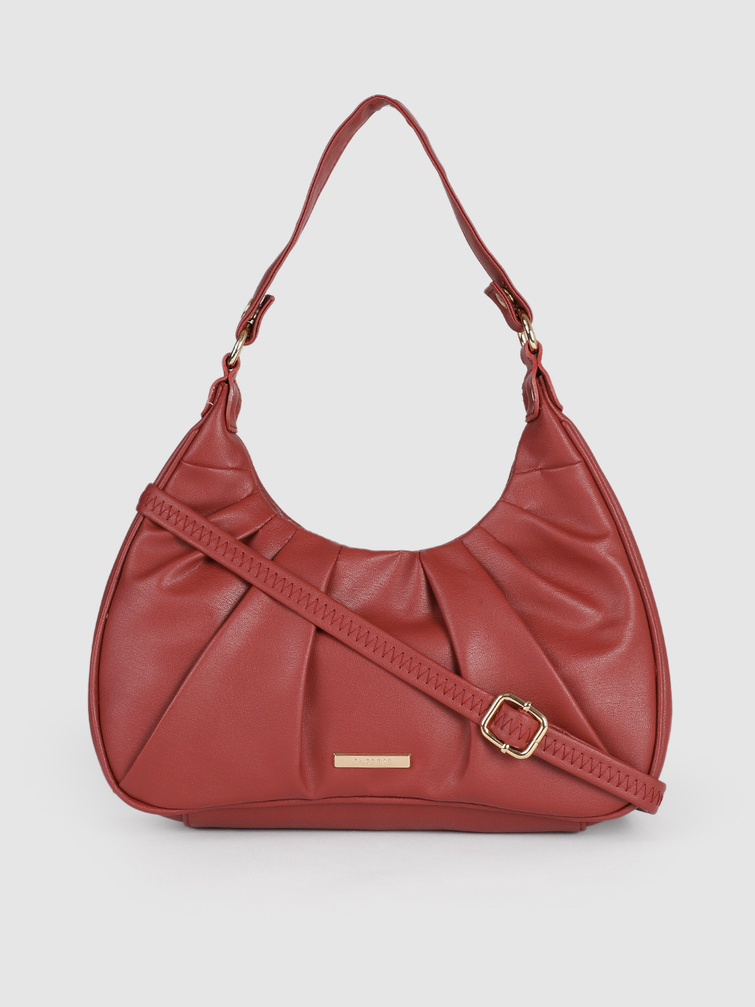 Caprese Maroon Structured Hobo Bag