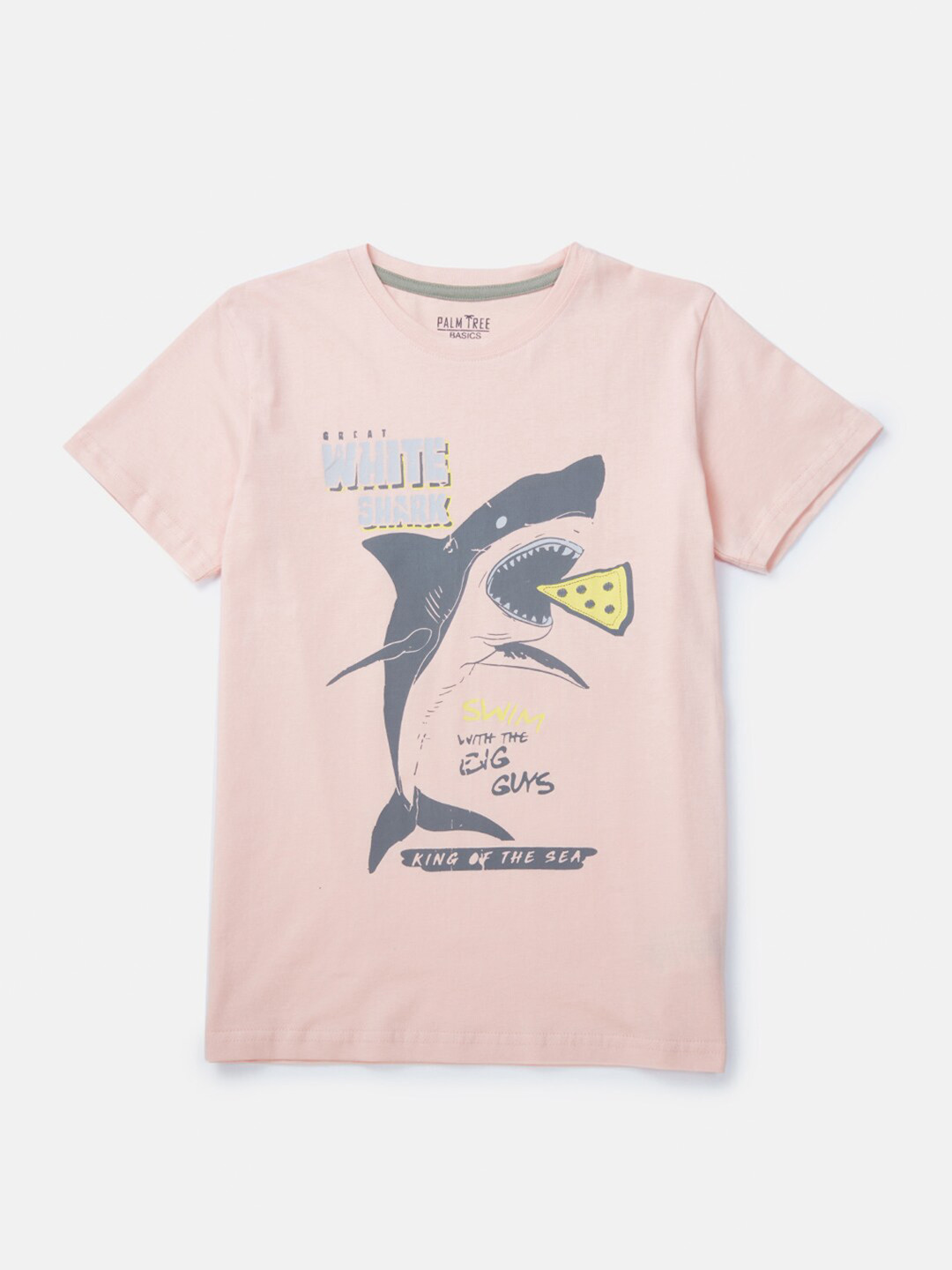 Palm Tree Boys Peach-Coloured Printed T-shirt