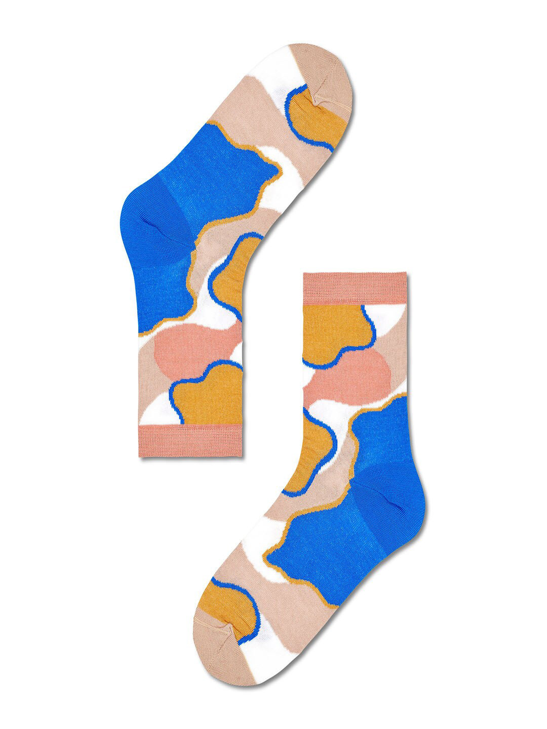 Happy Socks Women Blue & Pink Cotton Patterned Ankle Length Socks
