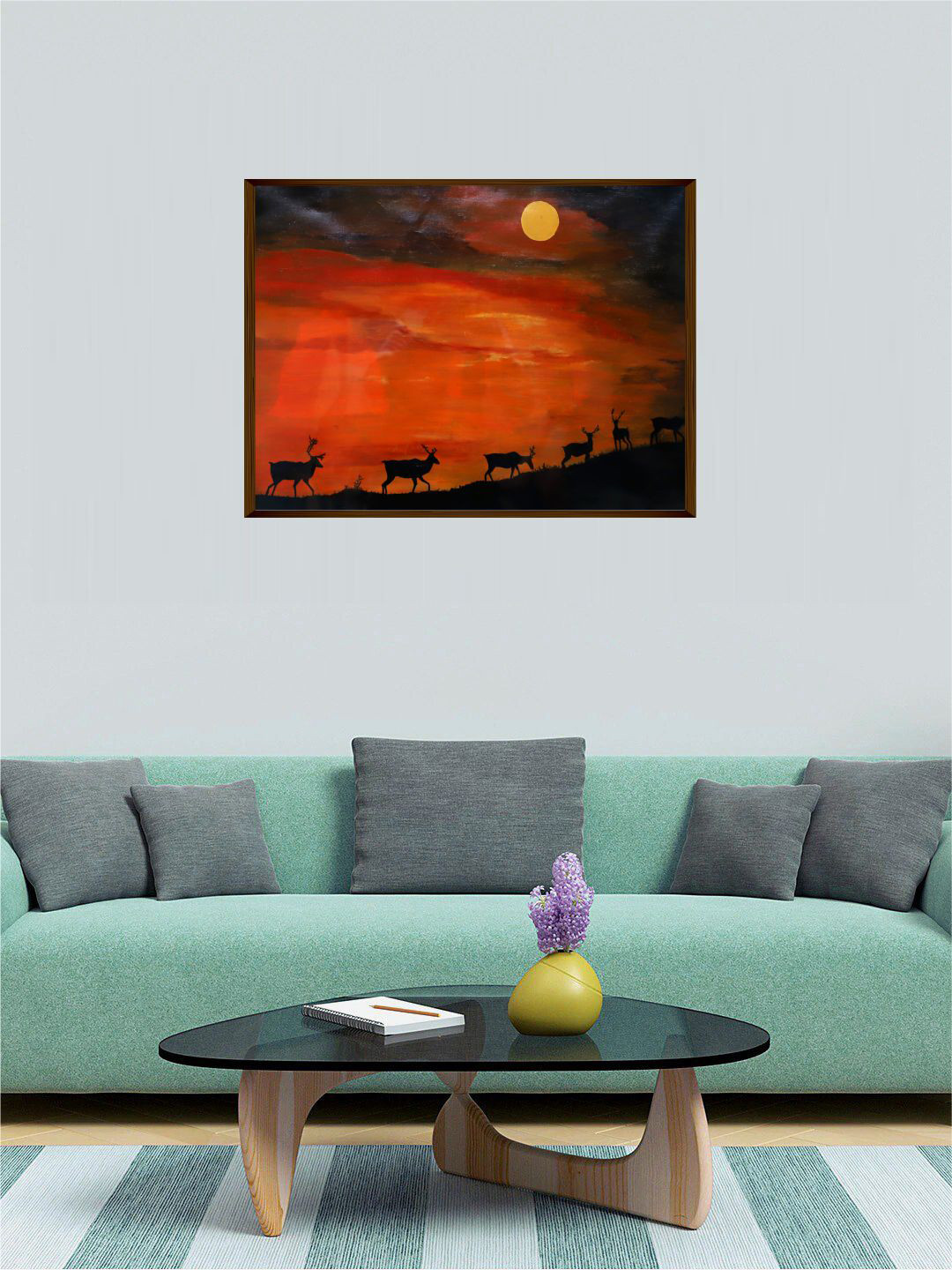 The Art House Orange & Black Canvas Painting Wall Art