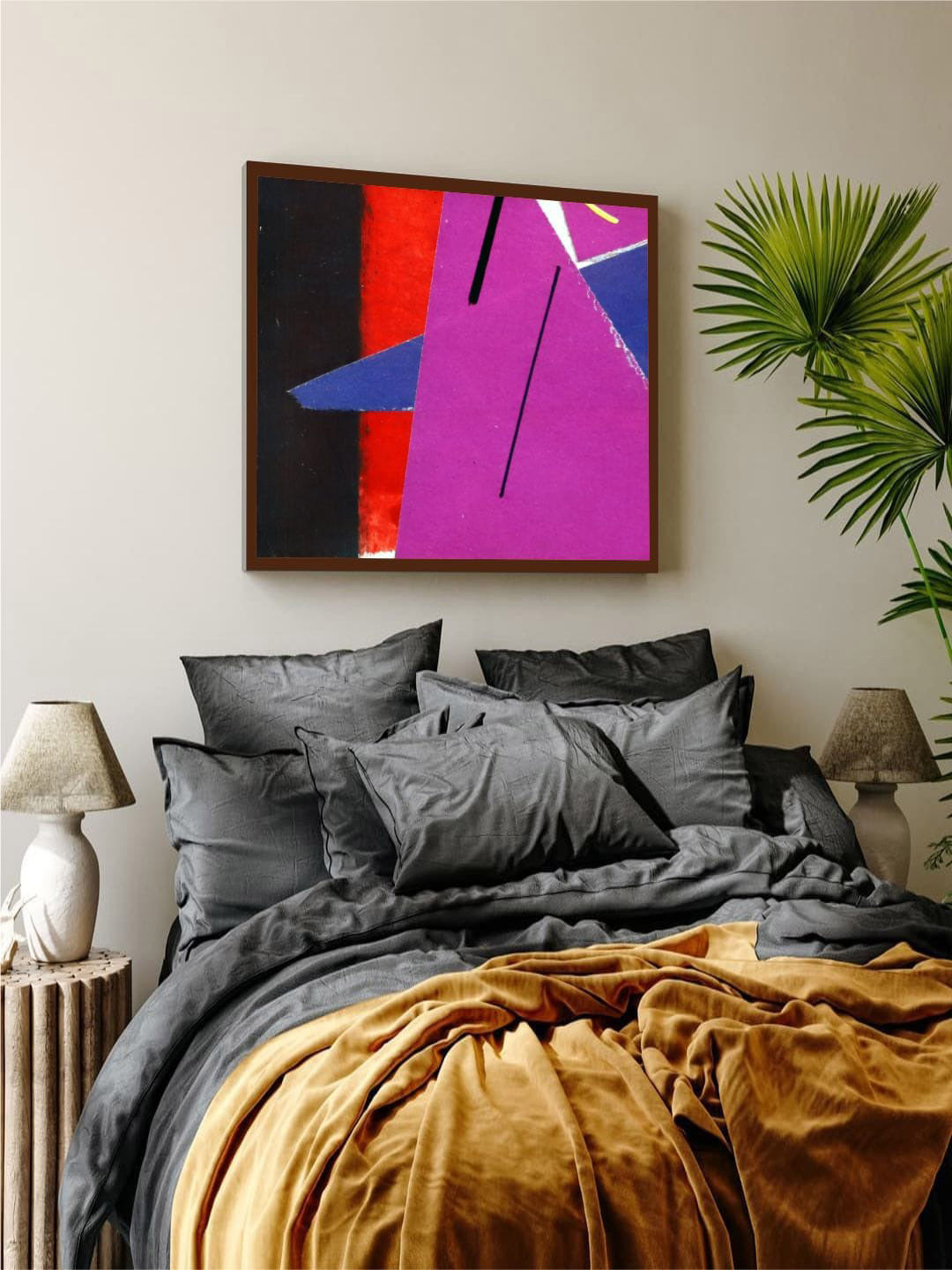 The Art House Pink & Black Abstract Painting Wall Art