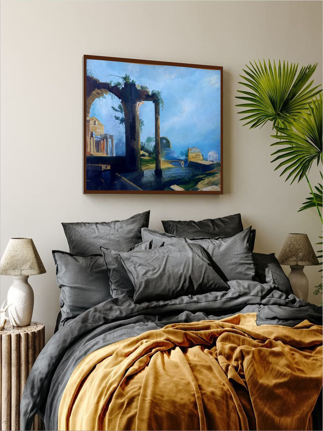 The Art House Blue & Brown Abstract Painting Wall Art