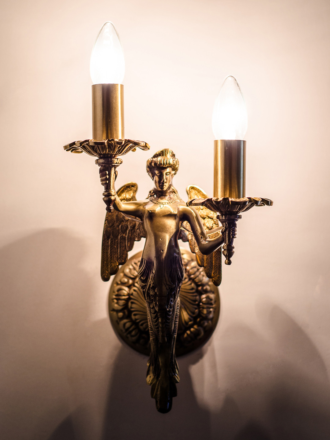 Fos Lighting Gold-Toned Mermaid Cast Brass Wallchiere