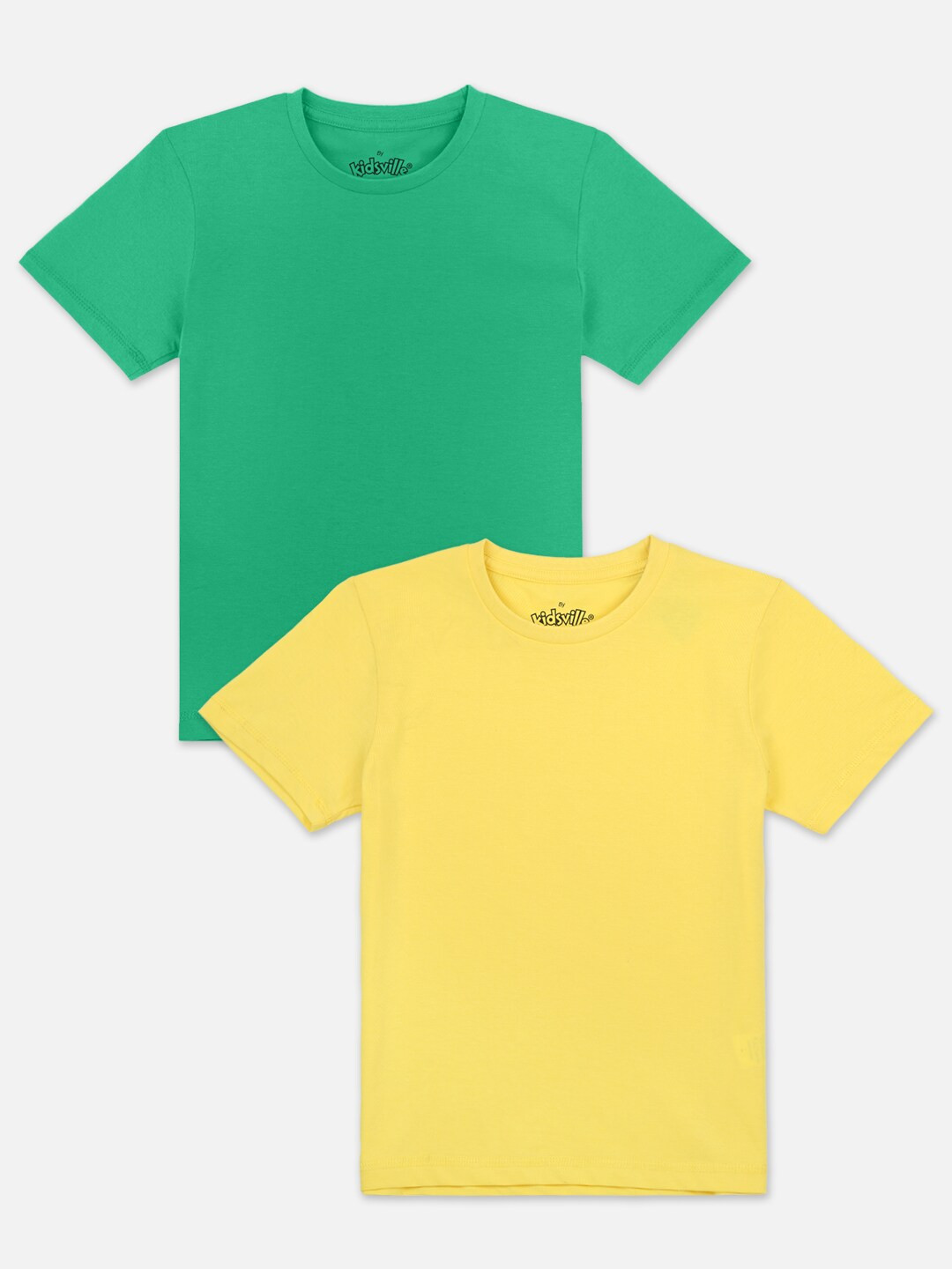 Kids Ville Boys Green & Yellow Set Of 2  T-shirt