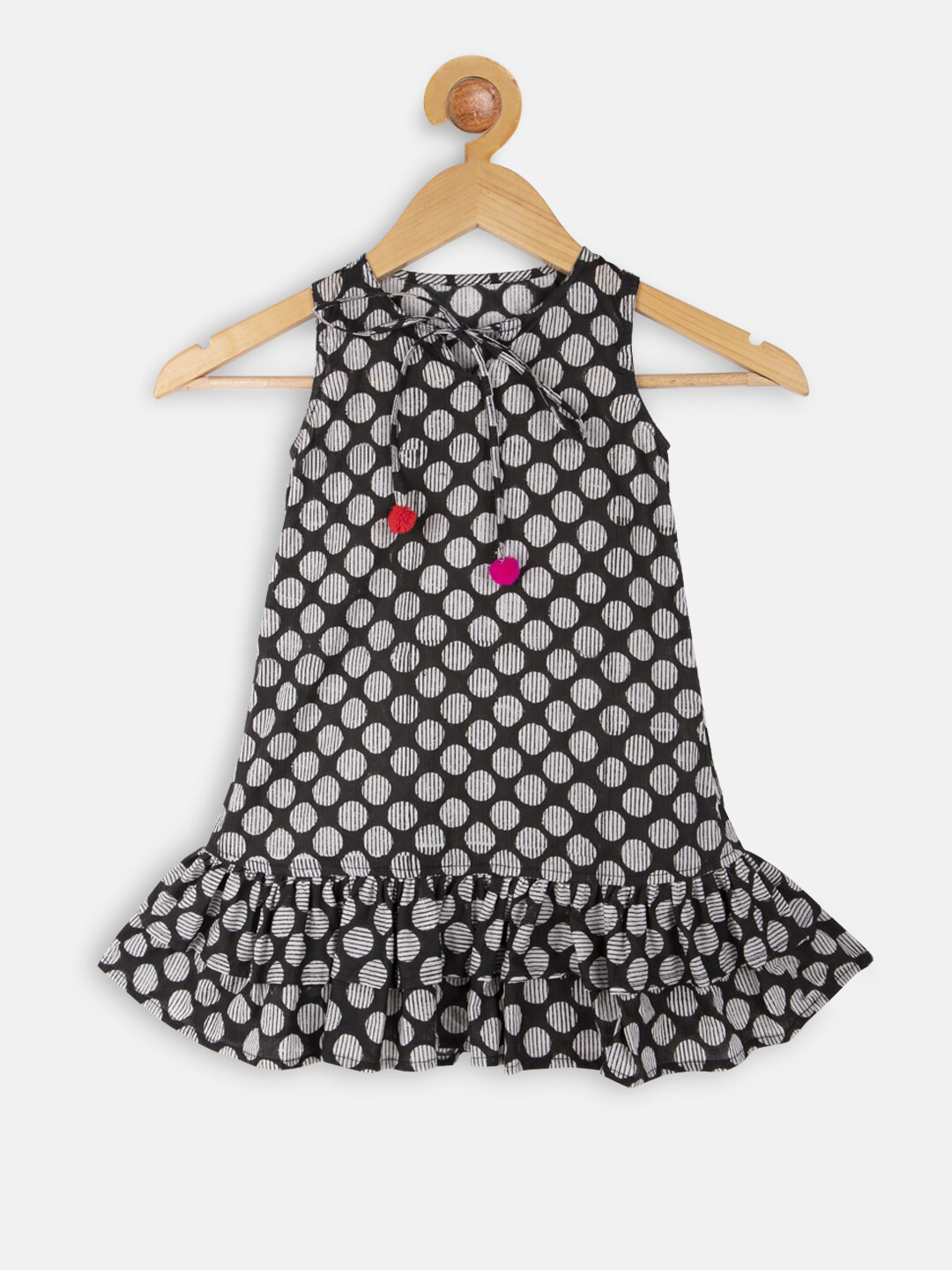 charkhee Girls Black Drop-Waist Dress