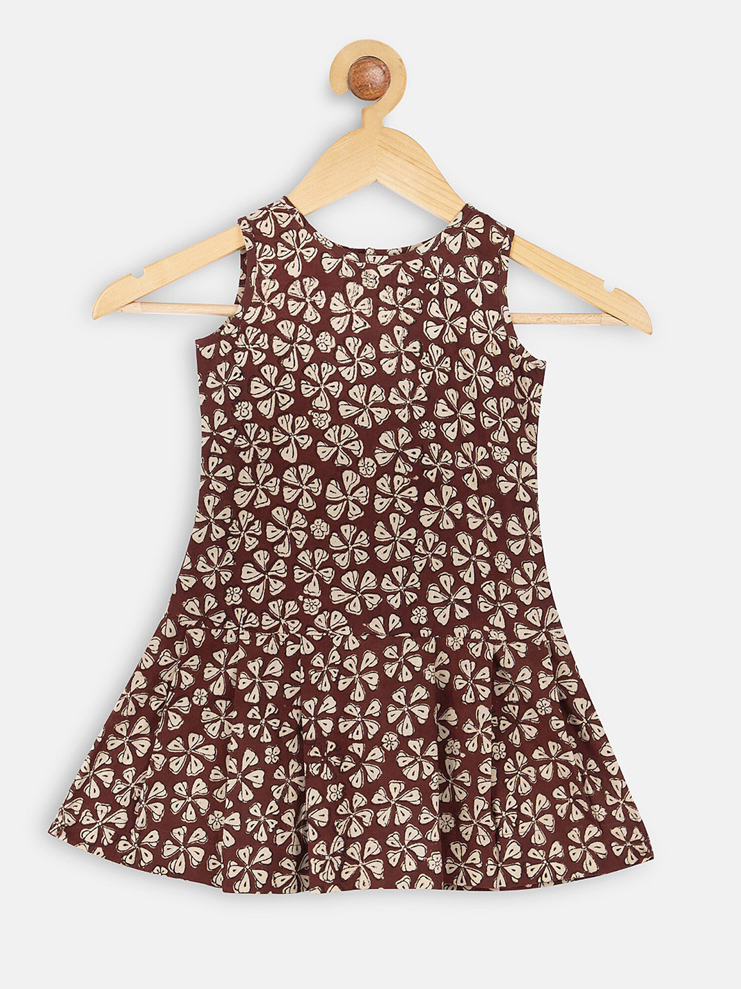 charkhee Girls Brown Floral A-Line Dress
