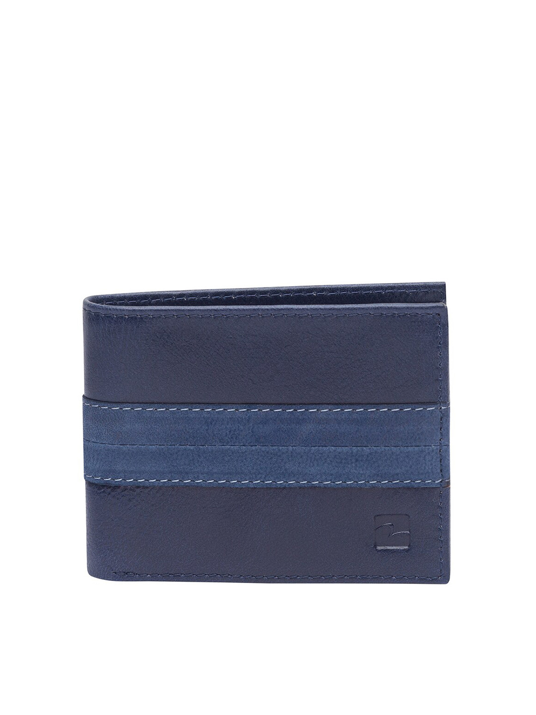 SPYKAR Men Navy Blue Solid Leather Two Fold Wallet