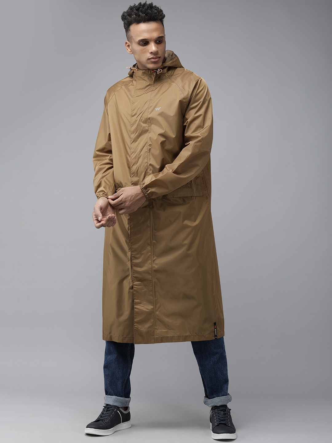 Buy Wildcraft Men Khaki Solid Hooded Waterproof Rain Jacket Rain Jacket for Men 18040164 Myntra