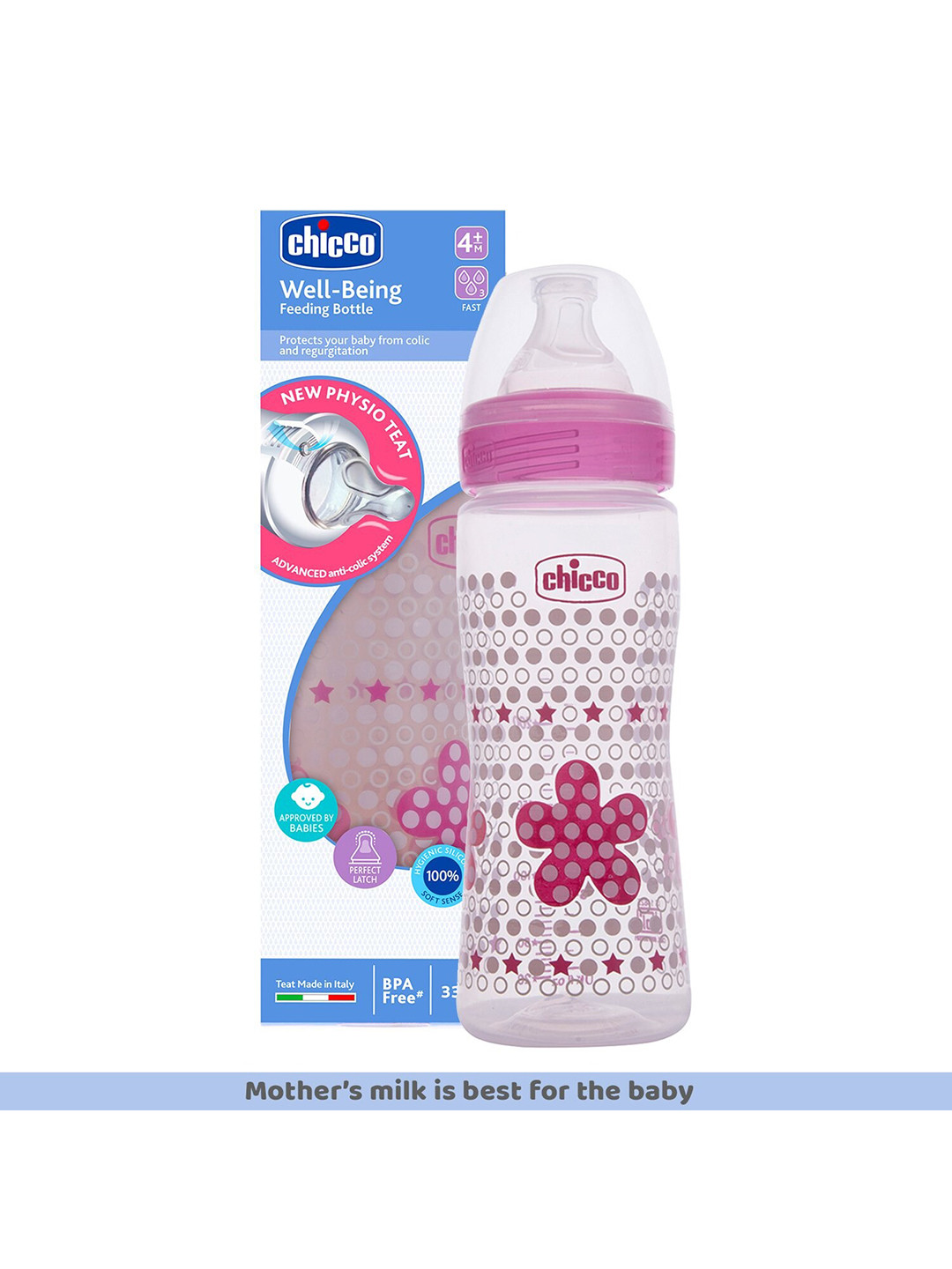 Chicco Kids Pink Feeding Bottle- 300 ml