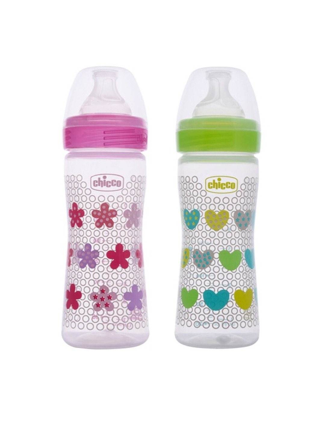 Chicco Pack of 2 Pink & Green Bipack Bottle