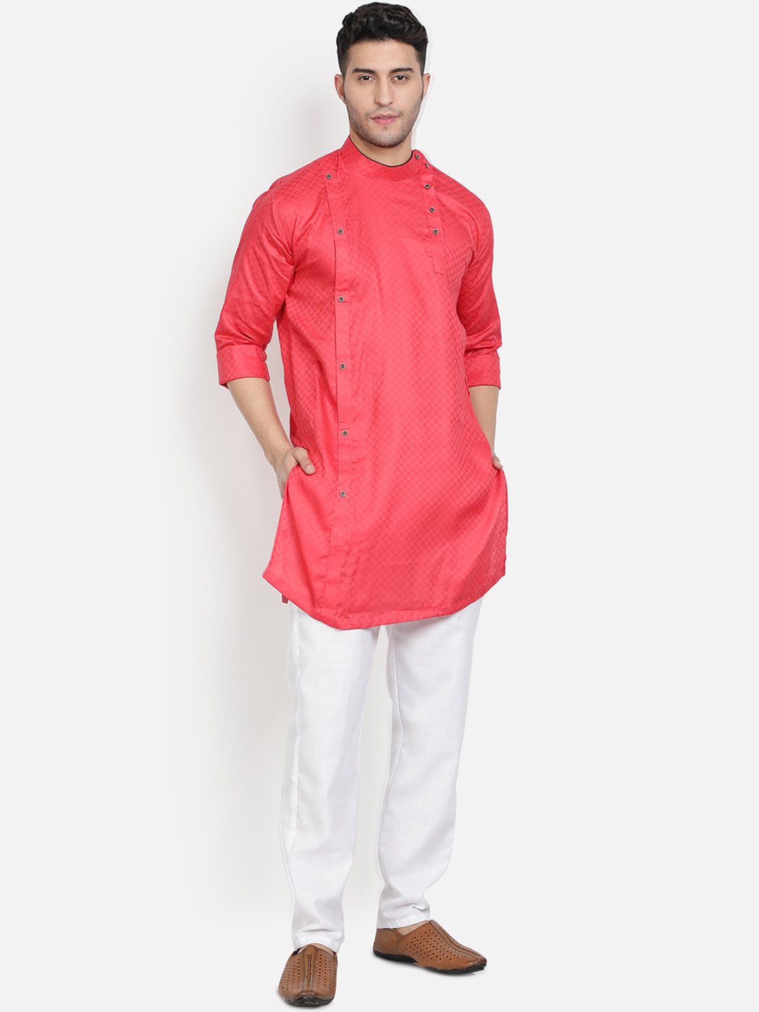 Armaan Ethnic Men Peach-Coloured Pathani Kurta