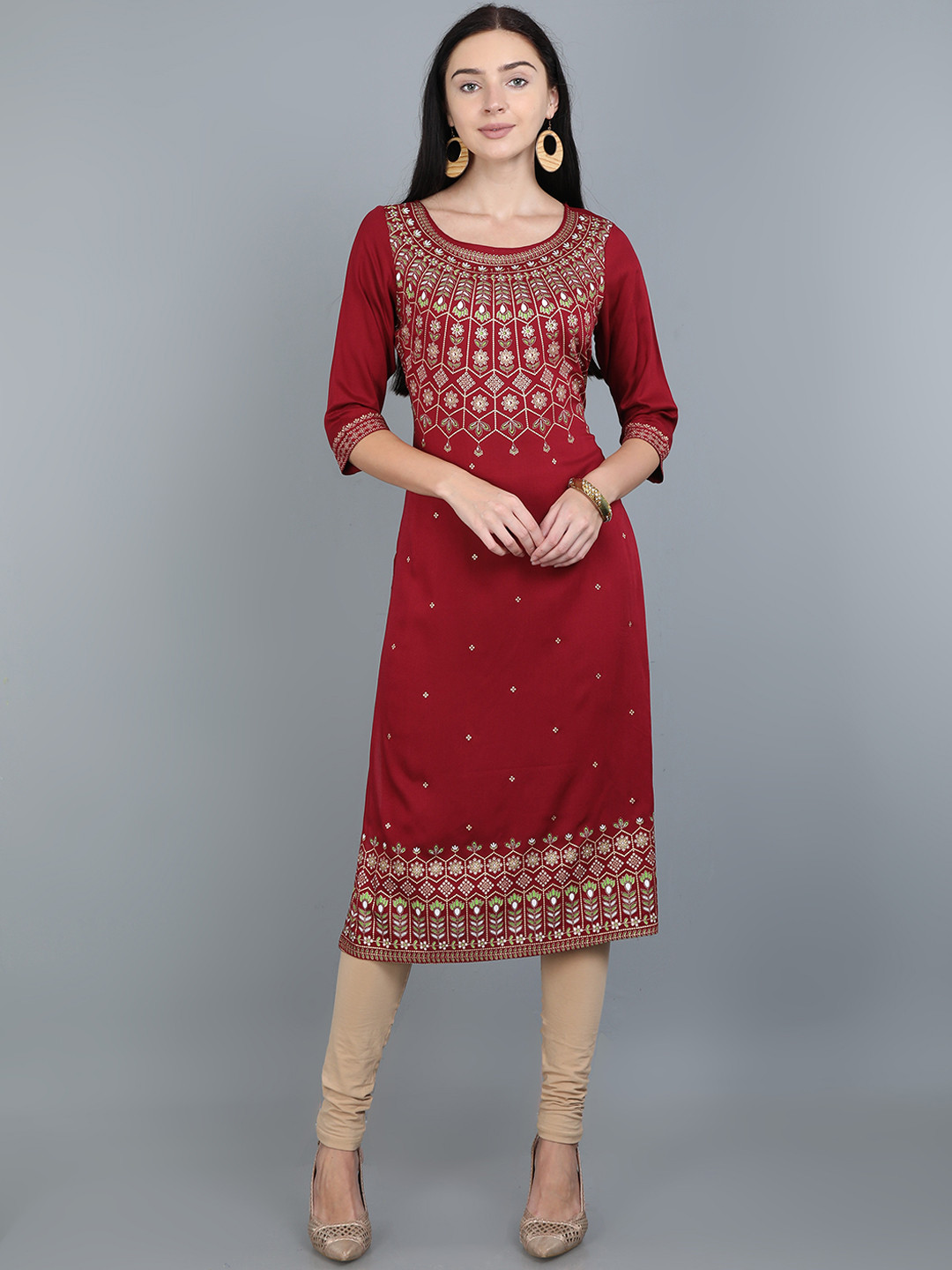 Marcia Women Maroon Ethnic Motifs Printed Kurta