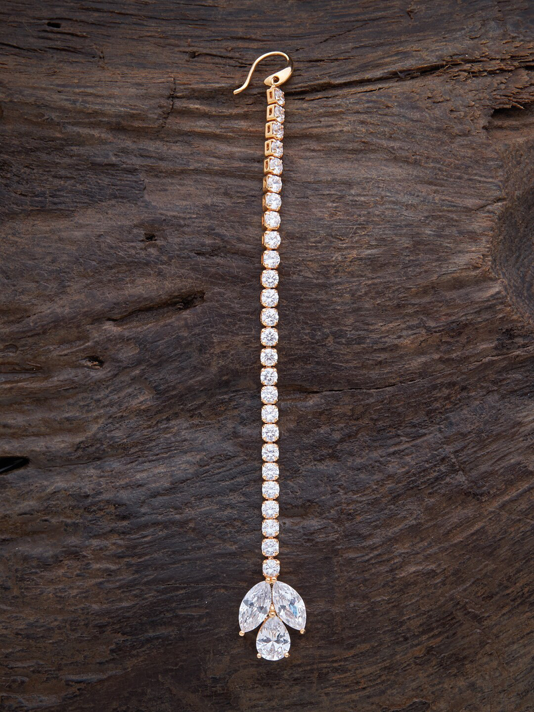 Kushal's Fashion Jewellery Women White CZ-Studded Maang Tikka