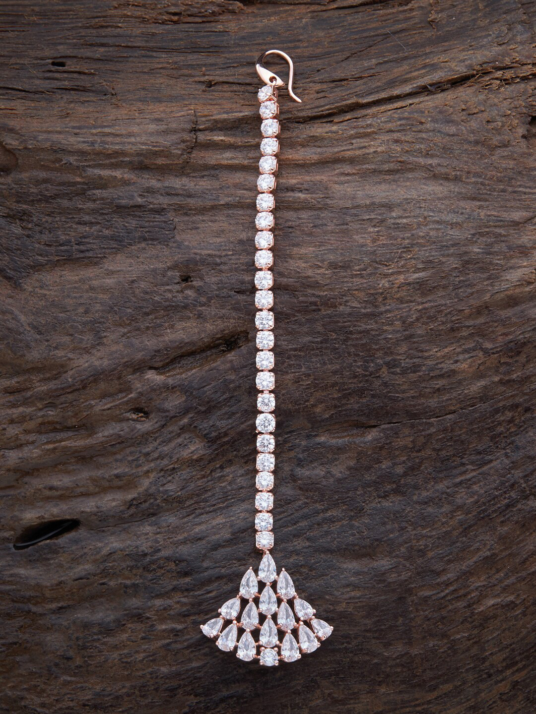 Kushal's Fashion Jewellery Women White CZ-Studded Maang Tikka