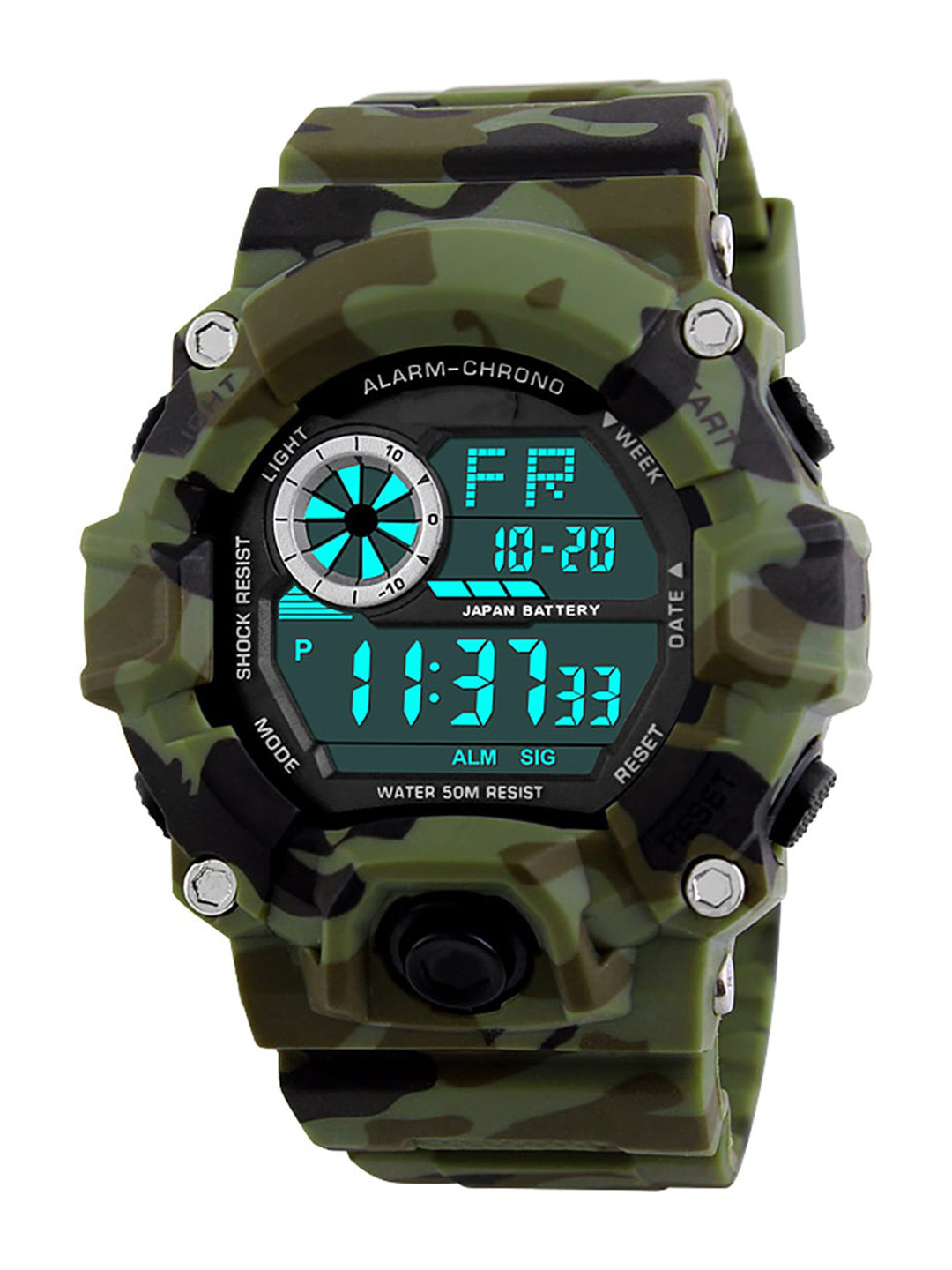 Skmei Men Green Dial & Green Straps Digital Waterproof Chronograph Watch SKMEI1019CG