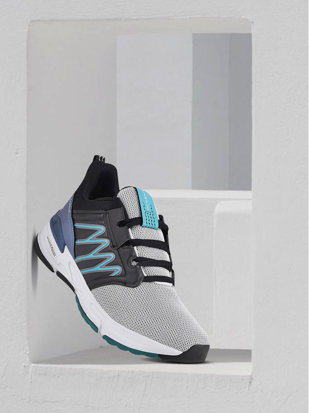 Campus Men CASSIDY Grey & Black Mesh Running Shoes