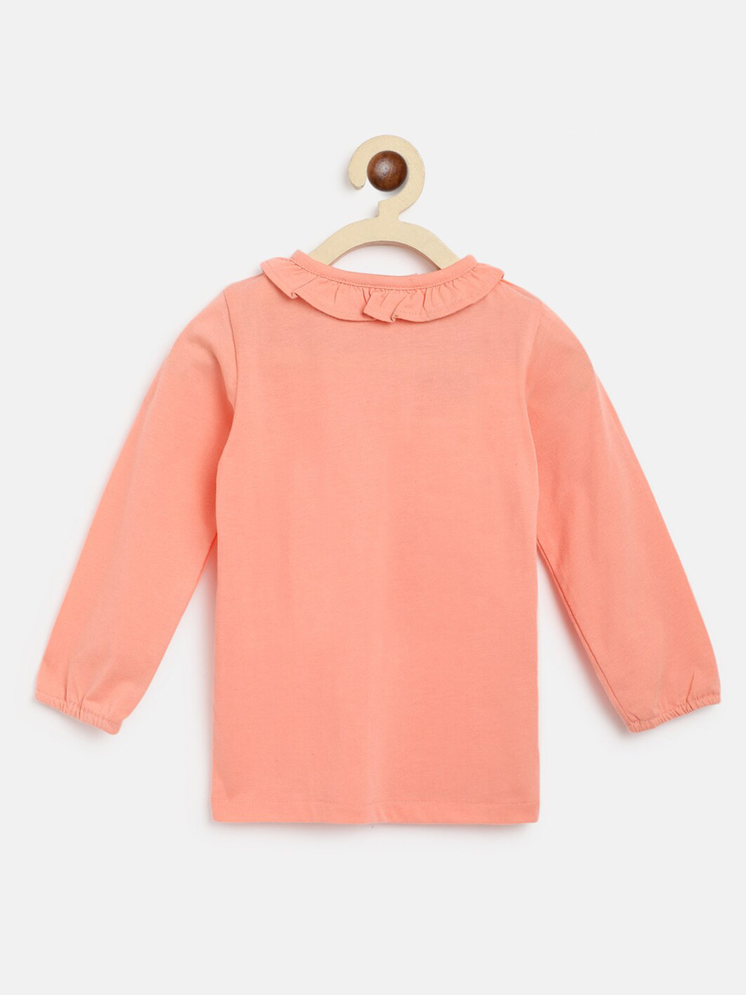 am ma Girls Peach-Coloured Peter Pan Collar Top