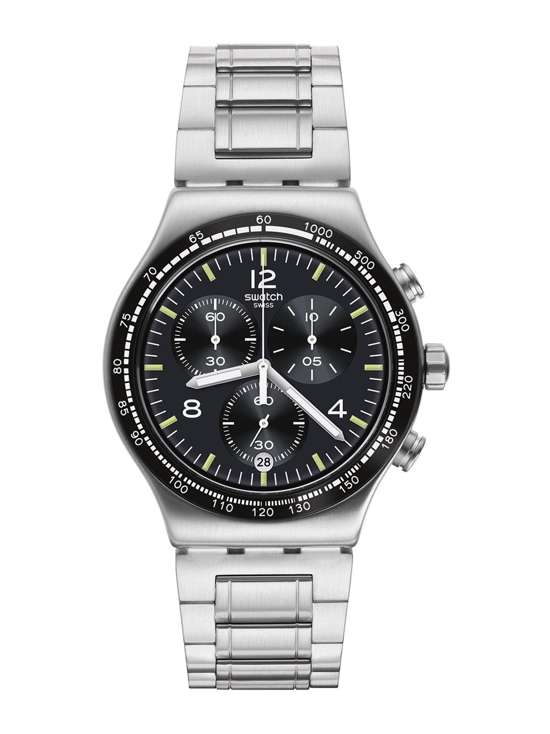 Swatch Unisex Printed Dial & Stainless Steel Straps Analogue Watch YVS444GC