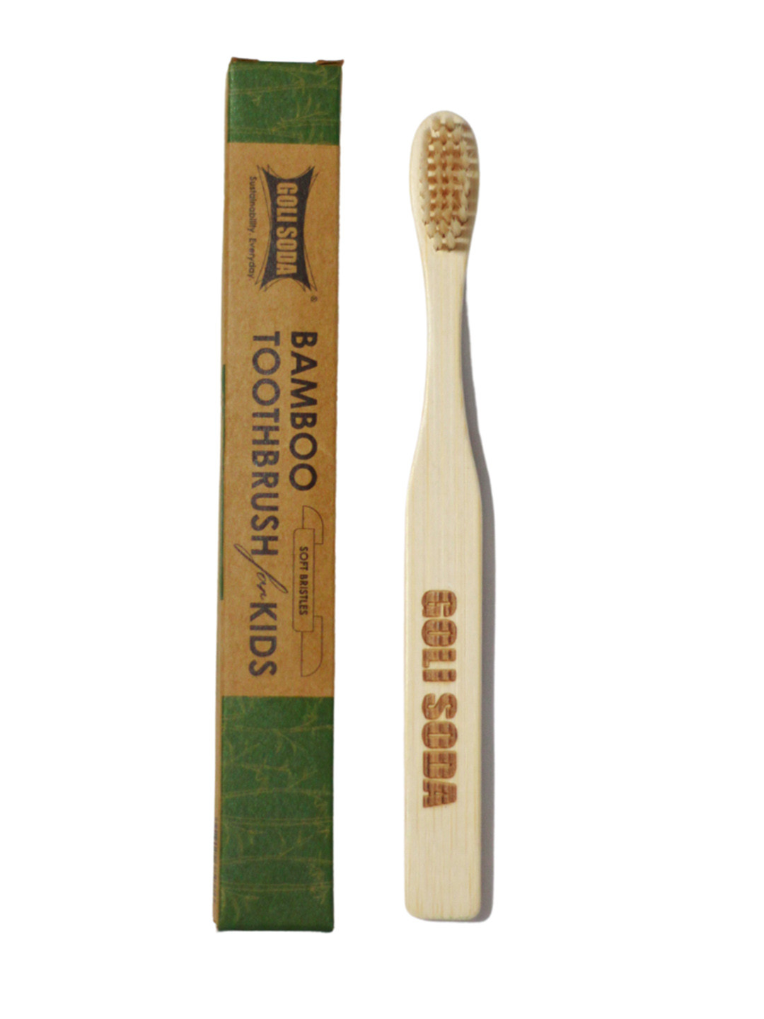 GOLI SODA Kids Brown Bamboo Toothbrush
