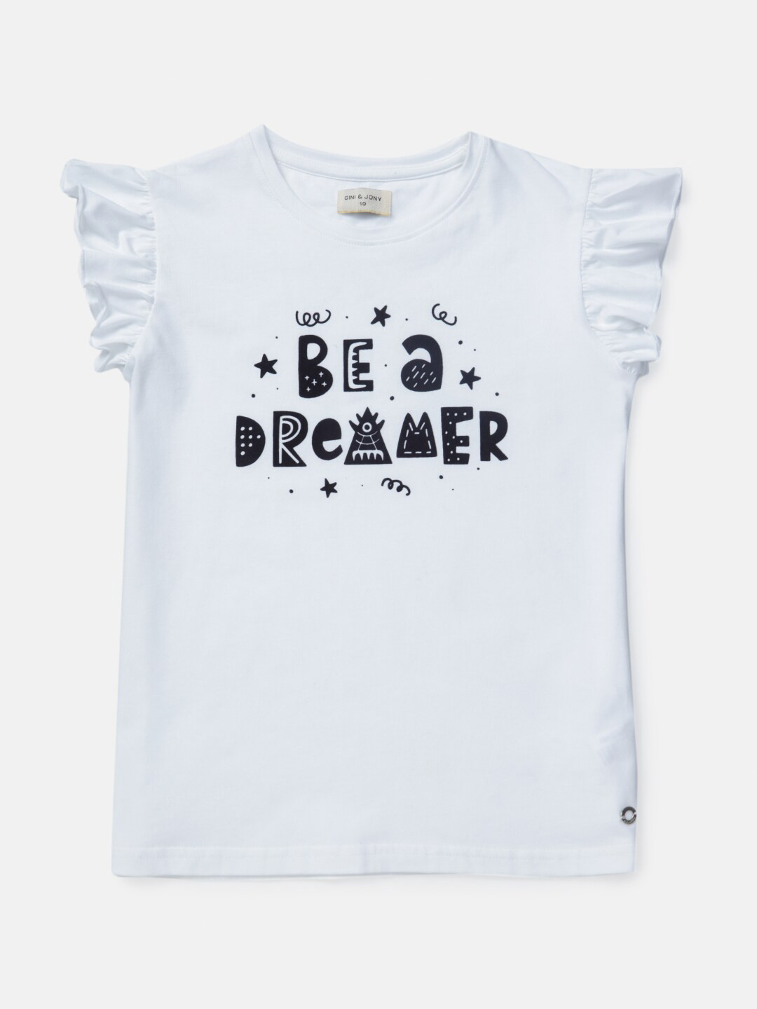 Gini and Jony Girls White Printed Top