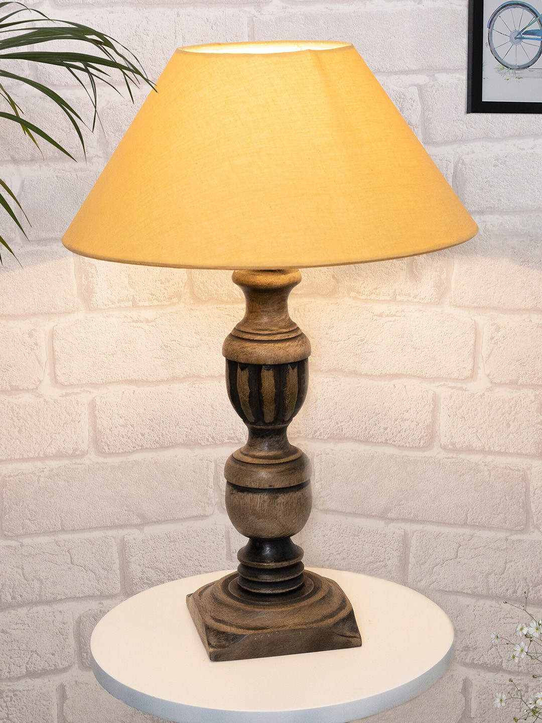 Homesake Gold-Toned Rustic Antique Frustum Table Lamp With Shade