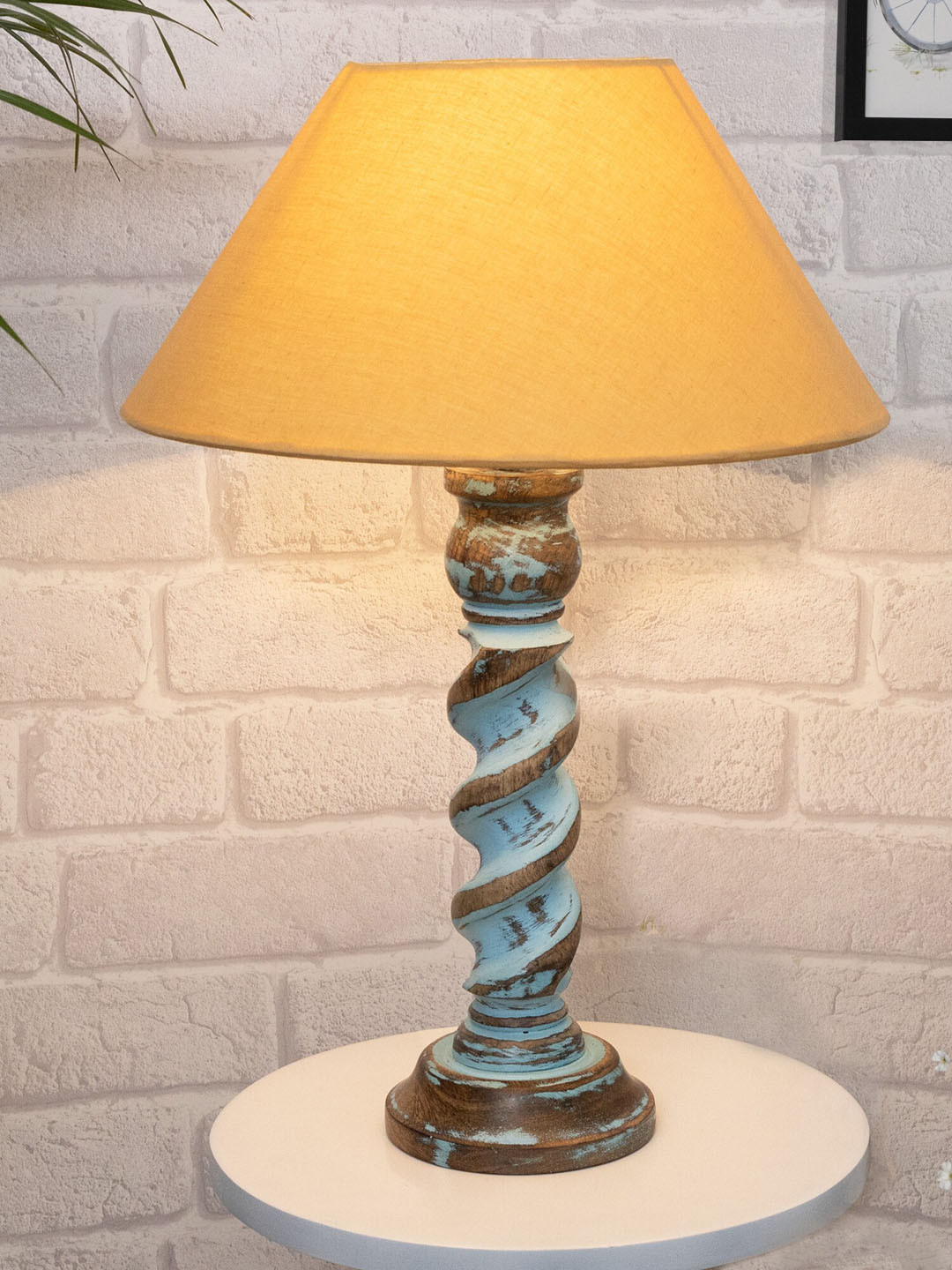 Homesake Gold Signature Rustic Rope Algae Table Lamp With Frustum Shade