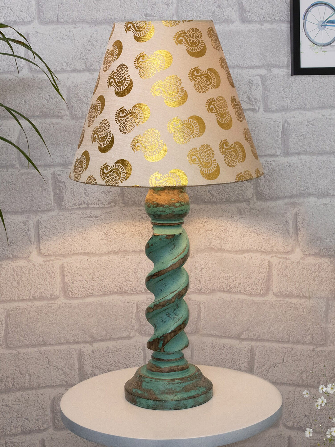 Homesake Gold Toned Signature Rustic Rope Algae Table Lamp