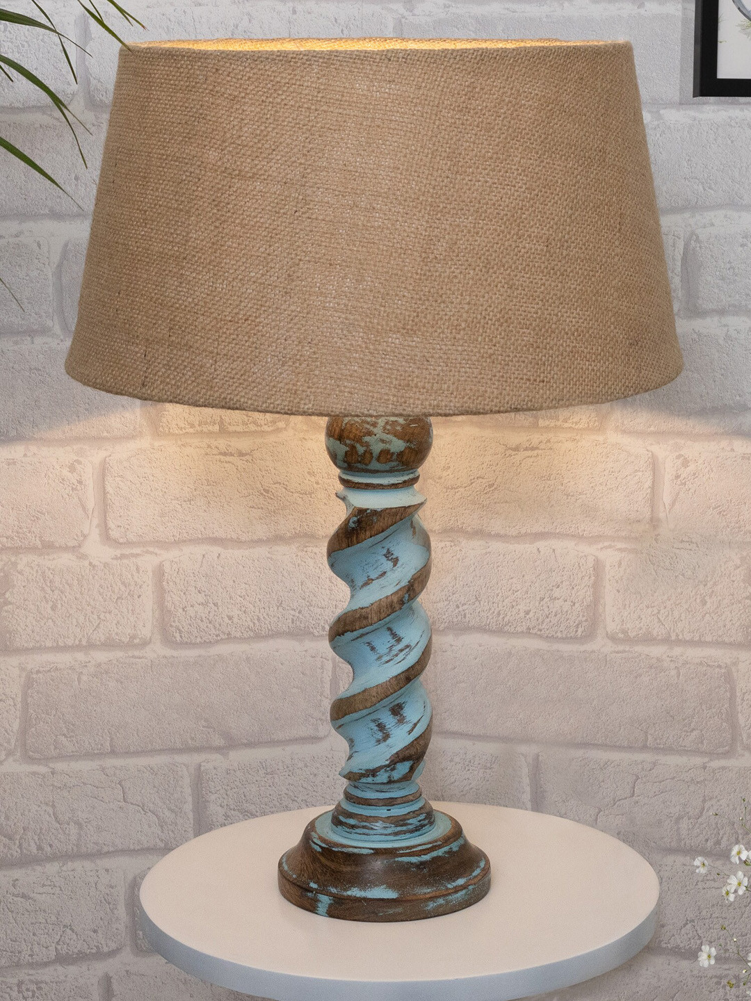 Homesake Blue Table Lamp With Jute Shade