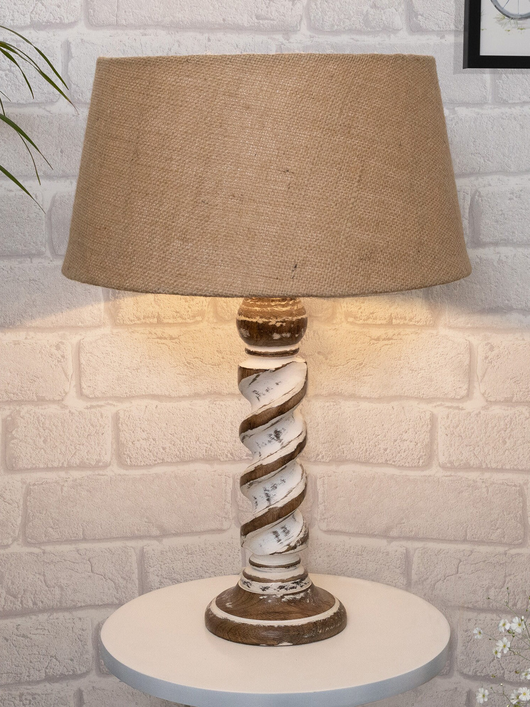 Homesake Beige Traditional Table Lamp With Drum Shade