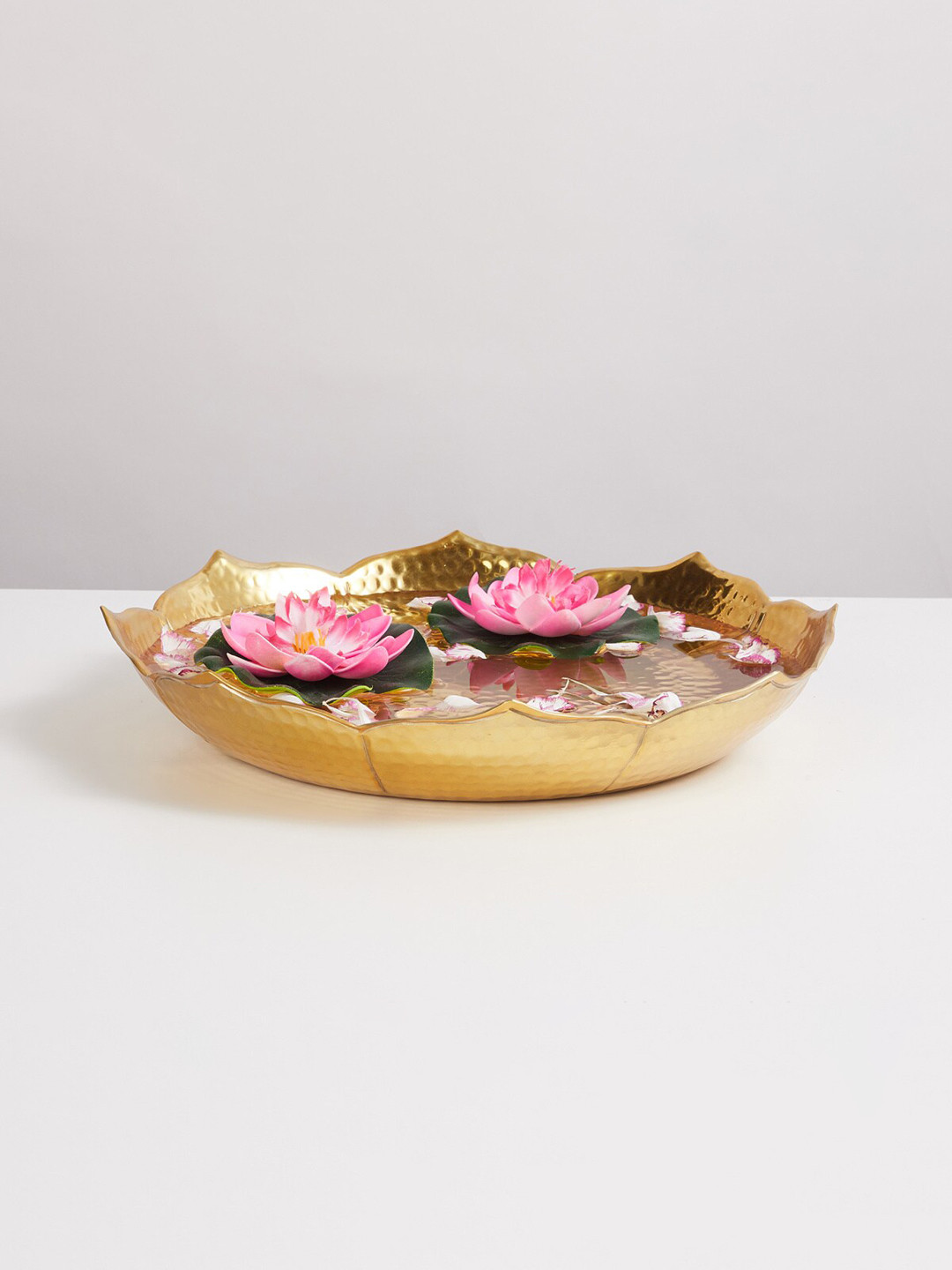 Home Centre Gold Corsica Textured Metal Potpourri Bowl