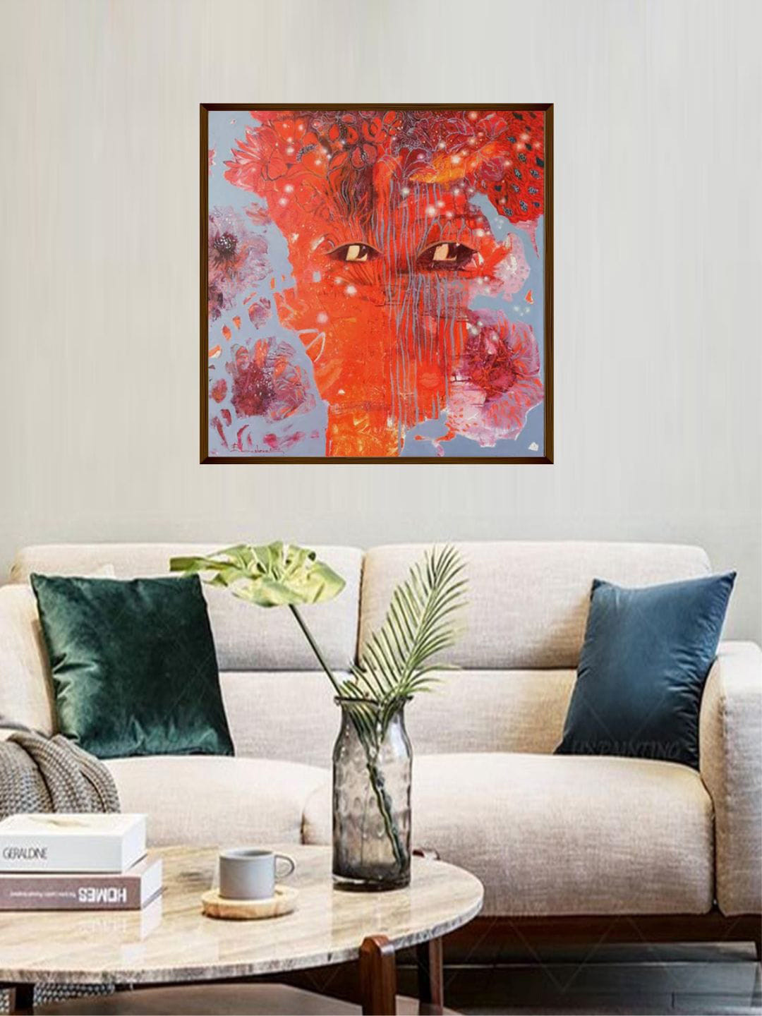 The Art House Grey & Red Abstract Painting Wall Art