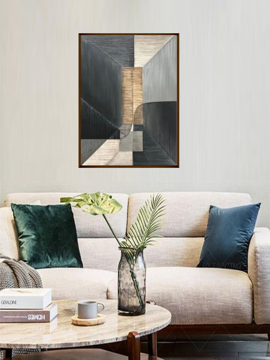 The Art House Grey & Cream Colored Abstract Painting Wall Art