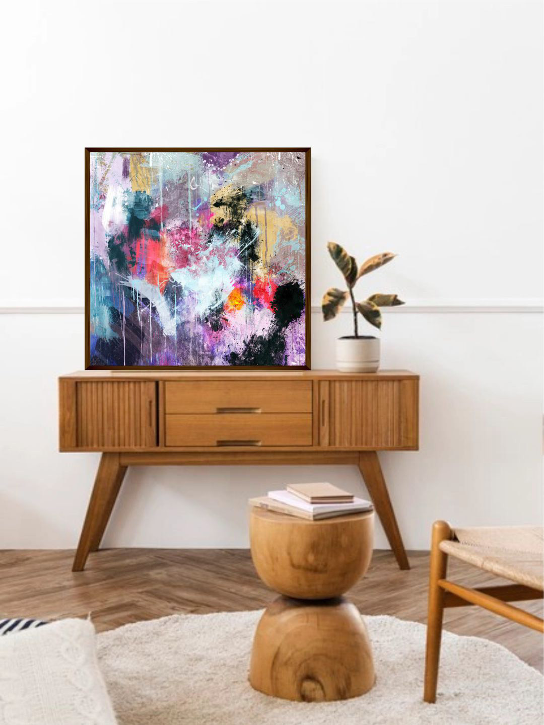 The Art House Purple & White Abstract Painting Wall Art