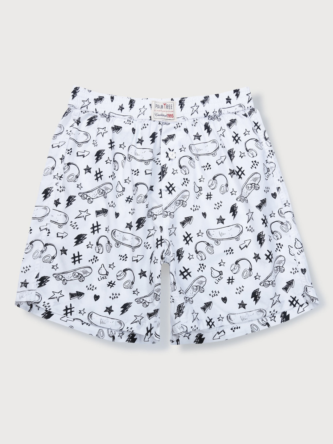 Palm Tree Boys White Conversational Printed Shorts