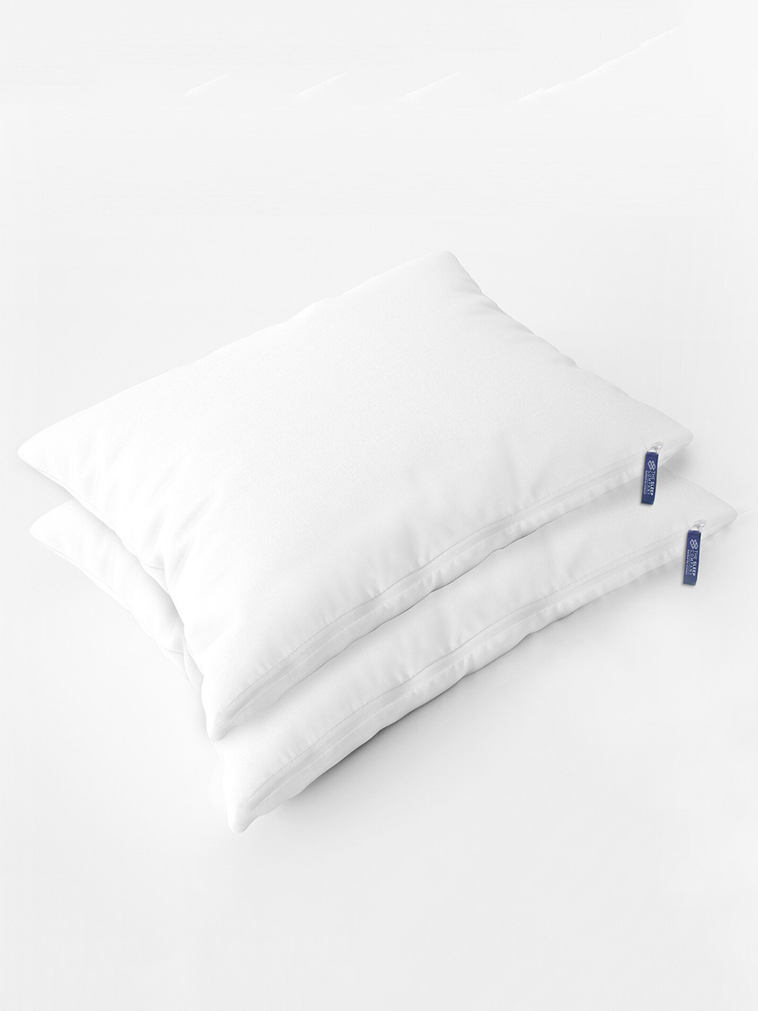 THE SLEEP COMPANY Smart Adjustable Plush White Solid Cotton Set of 2 Medium Fibre Sleep Pillow-66 x 40 cm