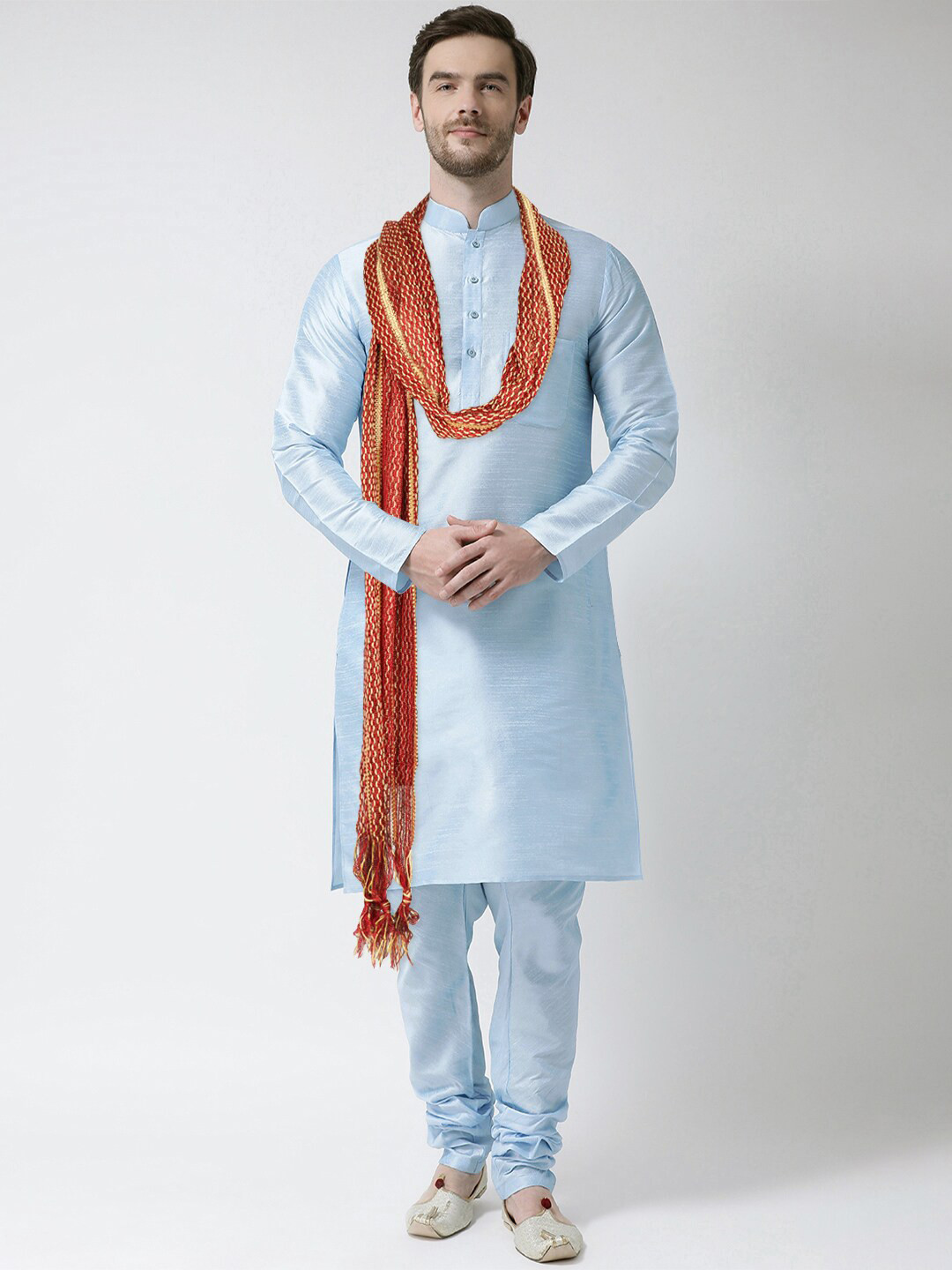 SG LEMAN Men Maroon & Gold-Toned Woven Design Stole