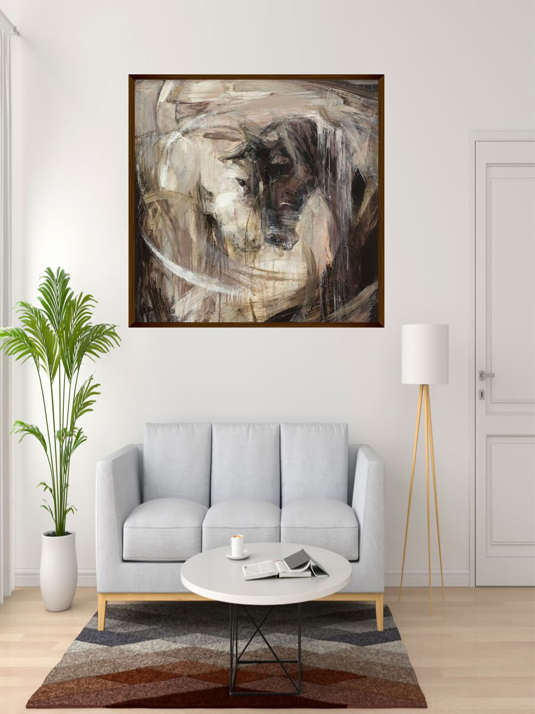 The Art House Brown & White Abstract Painting Wall Art